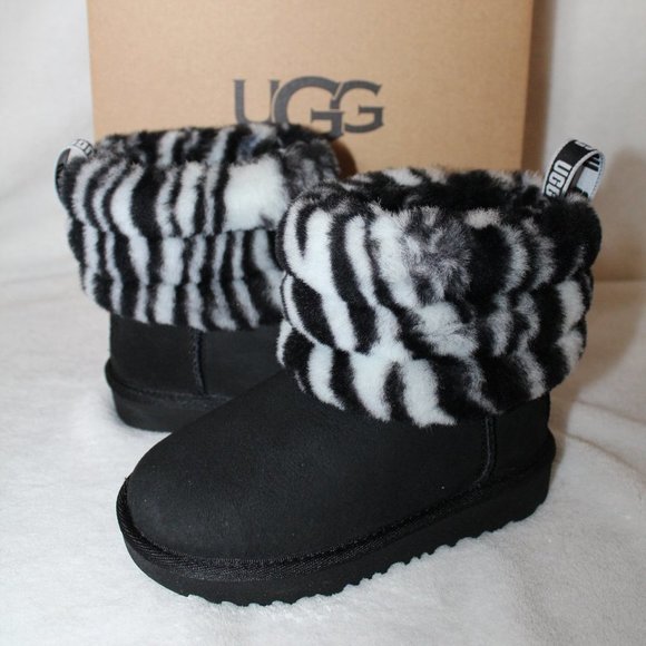 NIB UGG INFANT TODDLER MINI SUEDE ZEBRA BOOTS - Picture 1 of 8